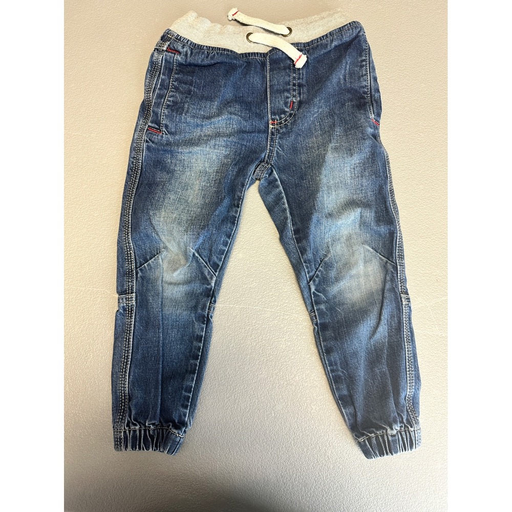Mini Boden Jeans Joggers Blue Denim Elastic Waist‎ Drawstring Kids Size 3Y